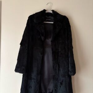 Guess Black Rabbit Fur Coat